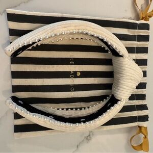 Lele Sadoughi Cream and Black Pearl Headband